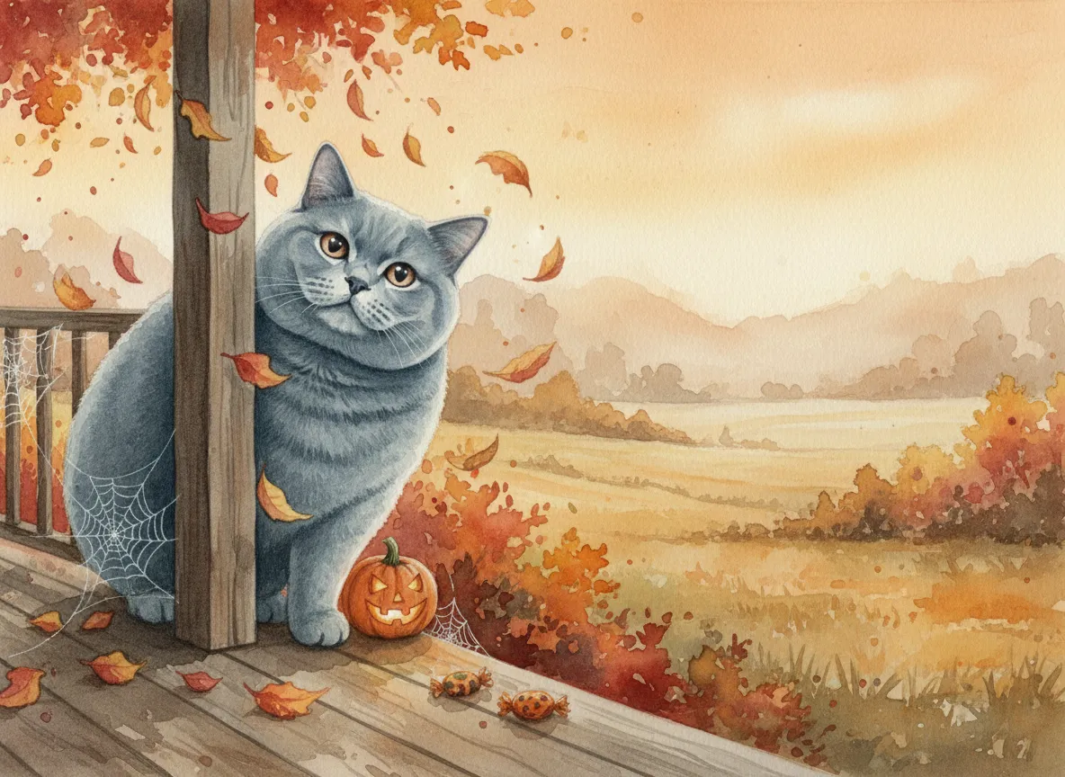 British Shorthair watercolor calendar month 10
